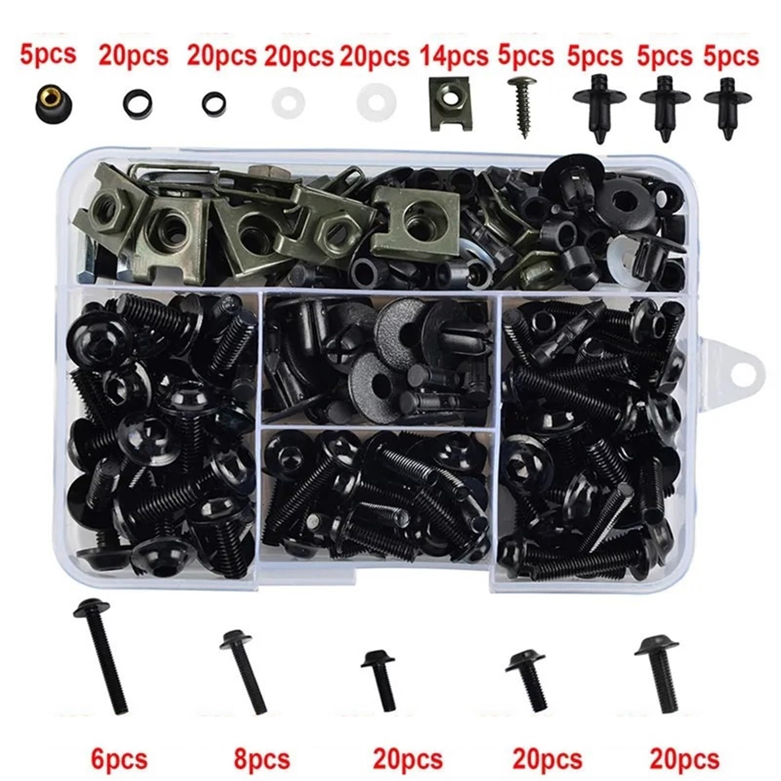 Kompatibel Mit Yamaha Für TMAX500 Für TMAX530 Für TMAX560 Für TMAX Motorrad Aluminium Verkleidung Für M5 M6 Schrauben Kit Mutter Clips(Black)