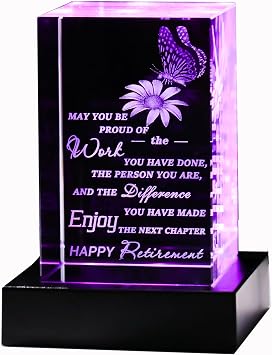 Qianwei Retirement Gifts for Woman Men 2026 Coworker Teacher Crystal Plaque