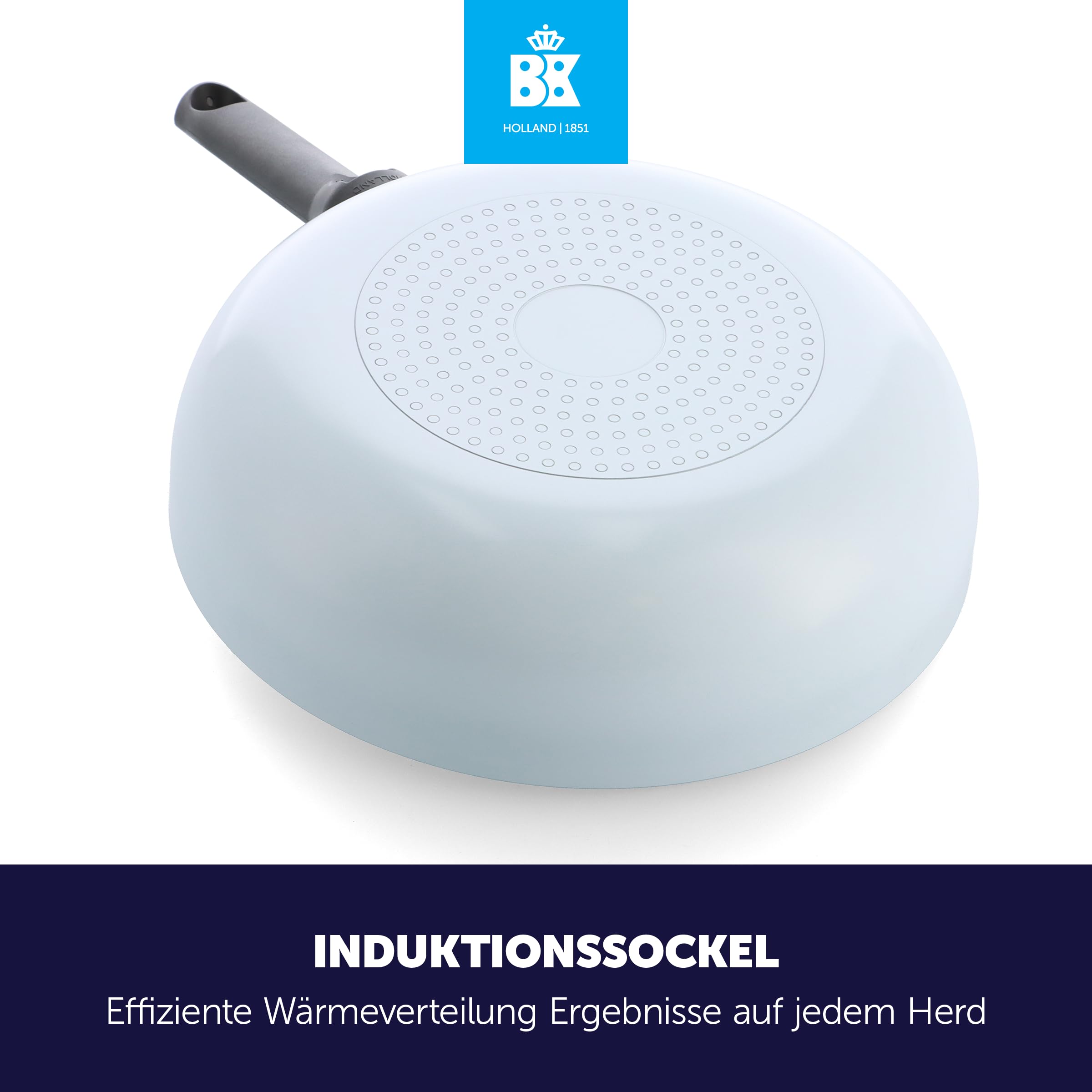 BK Enjoy Keramik-Wokpfanne mit Deckel Ø 28 cm/4,2 l, PFAS-frei, Induktionsgeeignet, Ofenfest bis 160 °C, Spülmaschinenfest, Schnelle Erhitzung, Cool-Touch-Griffe, Blau
