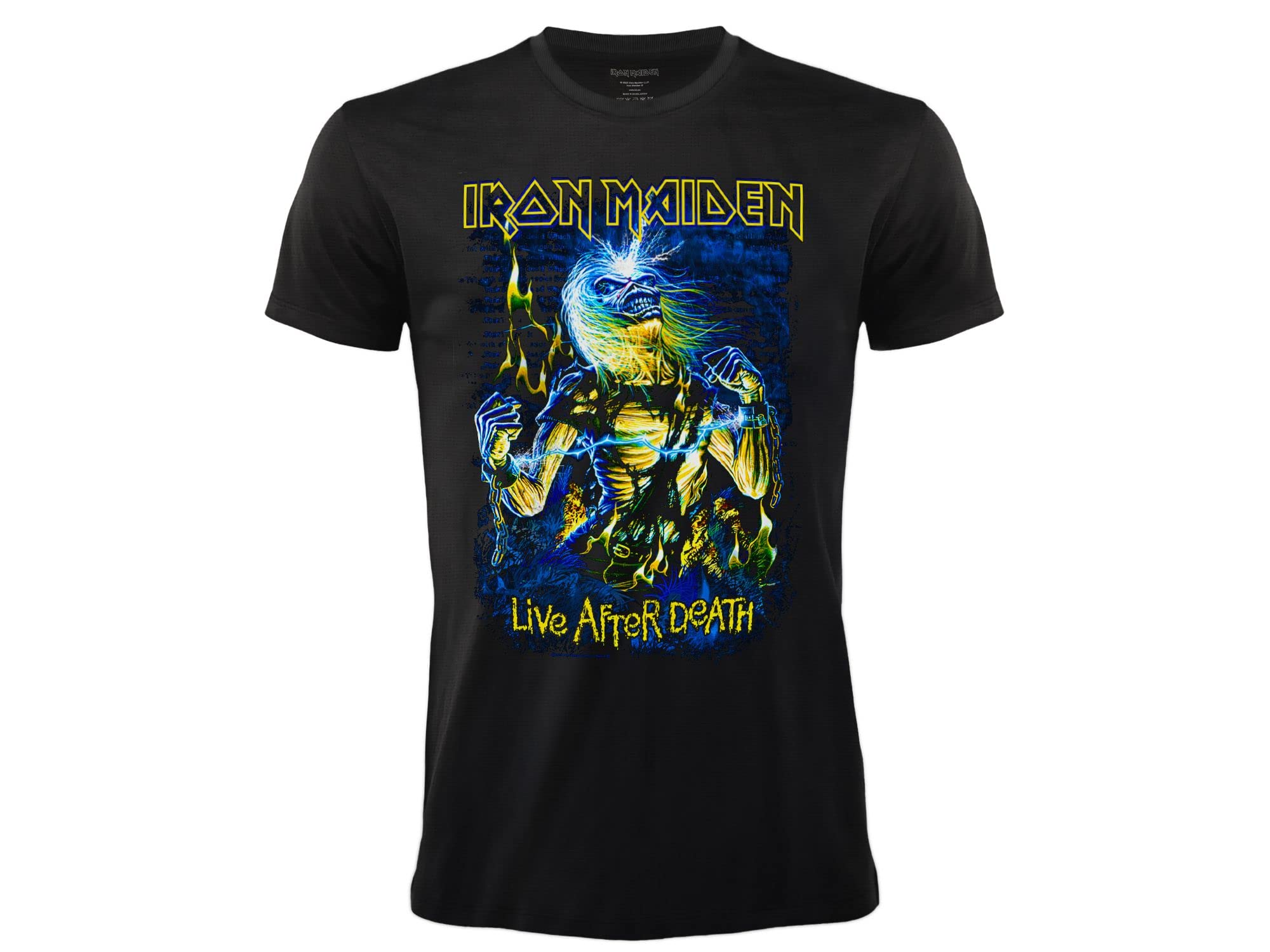 T-shirt Iron Maiden Live After Death T-shirt Rock Officiel Noir Band Heavy Metal Coton Unisexe Adulte Garçon.