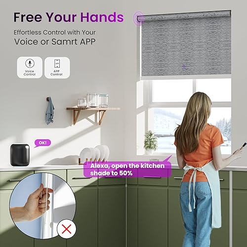 Miniatura 3 de Persianas enrollables motorizadas para ventanas, persianas motorizadas 100 % opacas para oscurecer la habitación, persianas inteligentes sin cordón