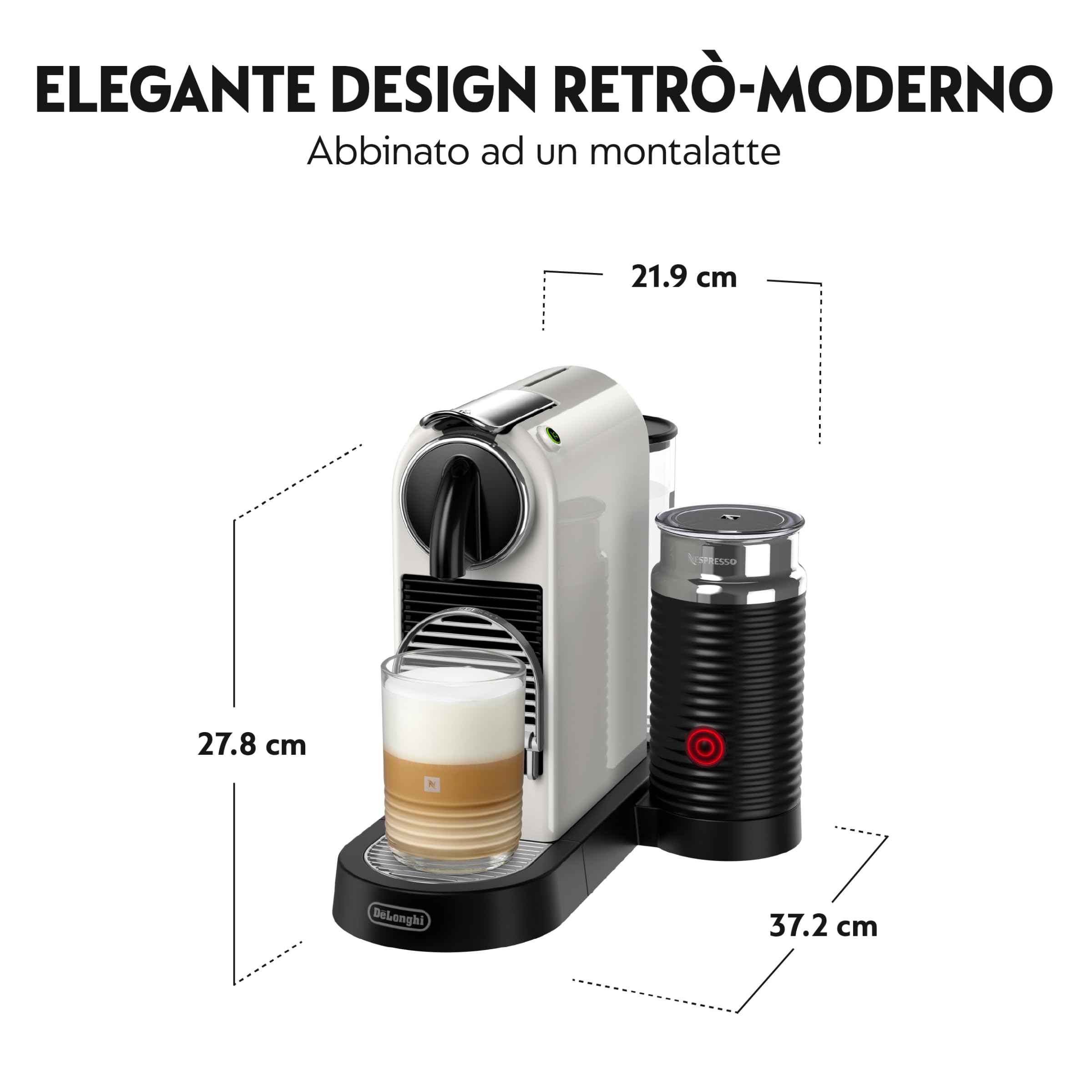 Nespresso Citiz & Milk con Aeroccino EN267.WAE, Macchina da caffè di De'Longhi, Sistema Capsule Nespresso, Serbatoio acqua 1L, colore White