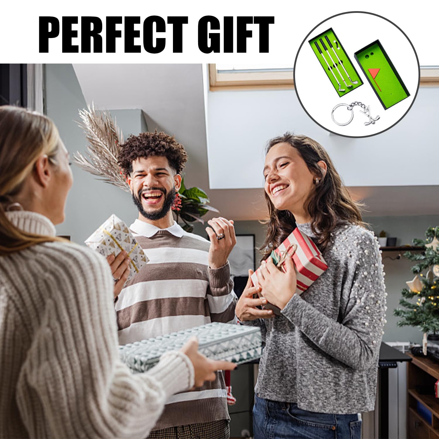 Set regalo da golf mini con palline, gagliardetto e portachiavi decorativo