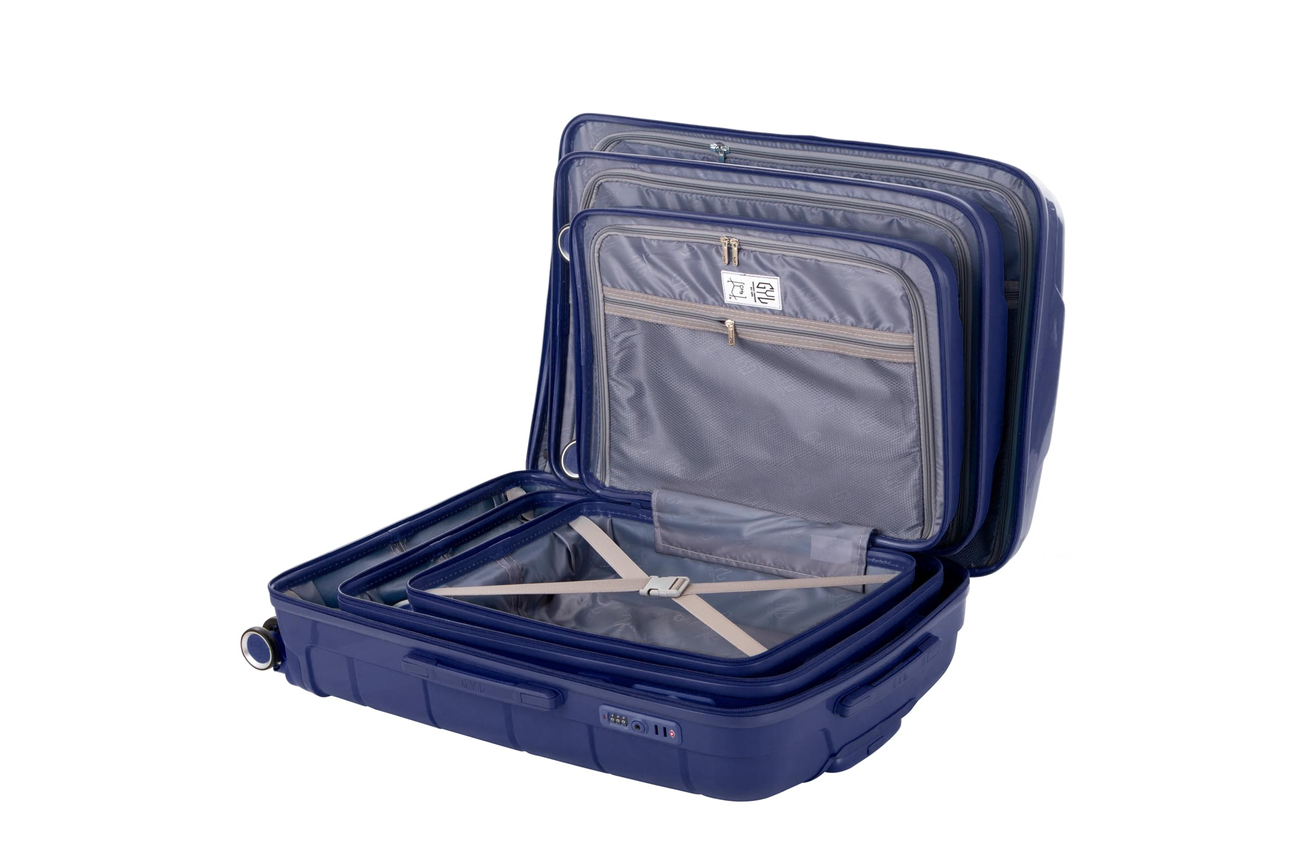 GYL Citadine, Set de 3 Valises Rigides, Taille S (55 cm) - 2,8Kg - 35L, Taille M (65 cm) - 3,8Kg - 65L et Taille L (75 cm) - 4,5Kg - 100L - Polypropylène - Sérrure TSA - Garantie à Vie, Bleu_Klein