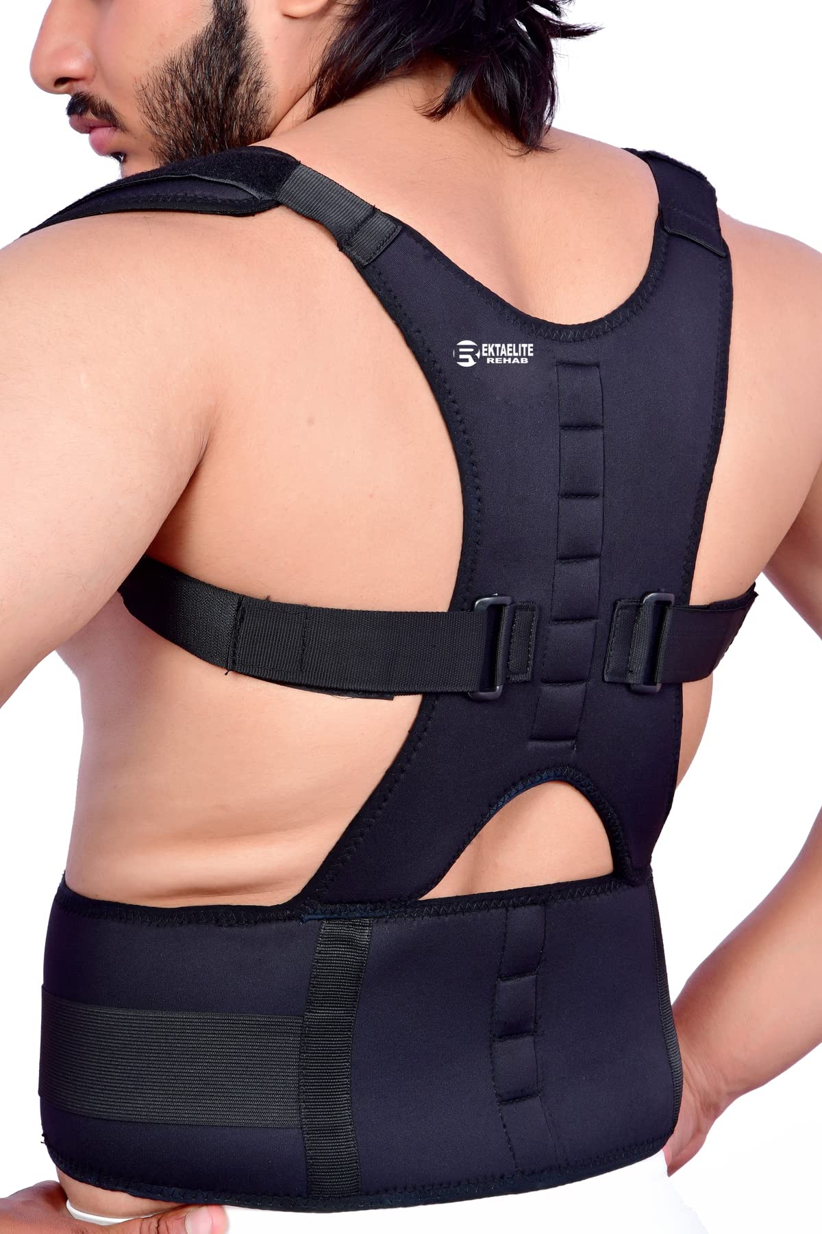 EKTAELITE Rehab™ Extreme Magnetic Back Brace Posture Corrector for Men and Women/Therapy shoulder Belt for Lower and Upper Back Pain Relief (Free Size) Black (B09XR93TD4) Amazon Price History, Amazon Price Tracker