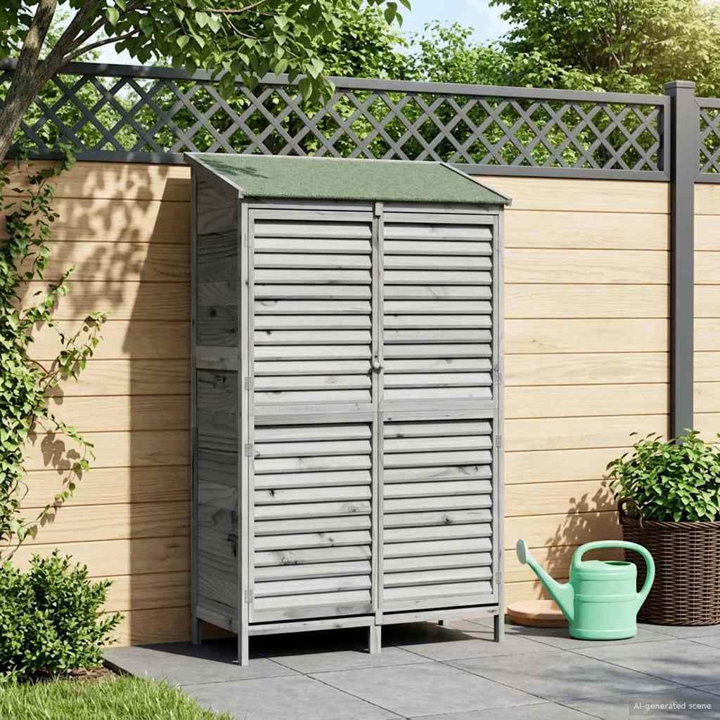 Abri de jardin gris en épicéa massif 106x56x176.5cm avec toit en asphalte