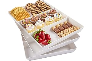 US Acrylic Avant White Plastic Divided Serving Platters | Set of 3