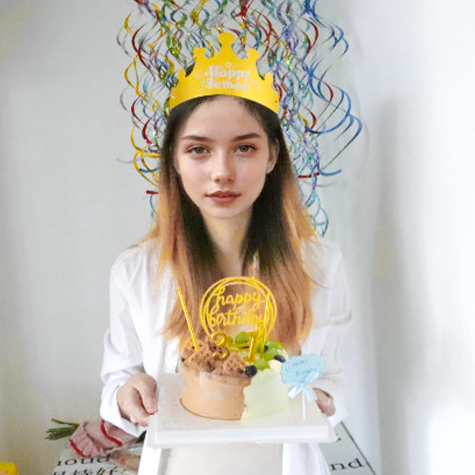 25-Piece Gold Birthday Candle Set - Number Candles 0-9 With Crown & Toppers