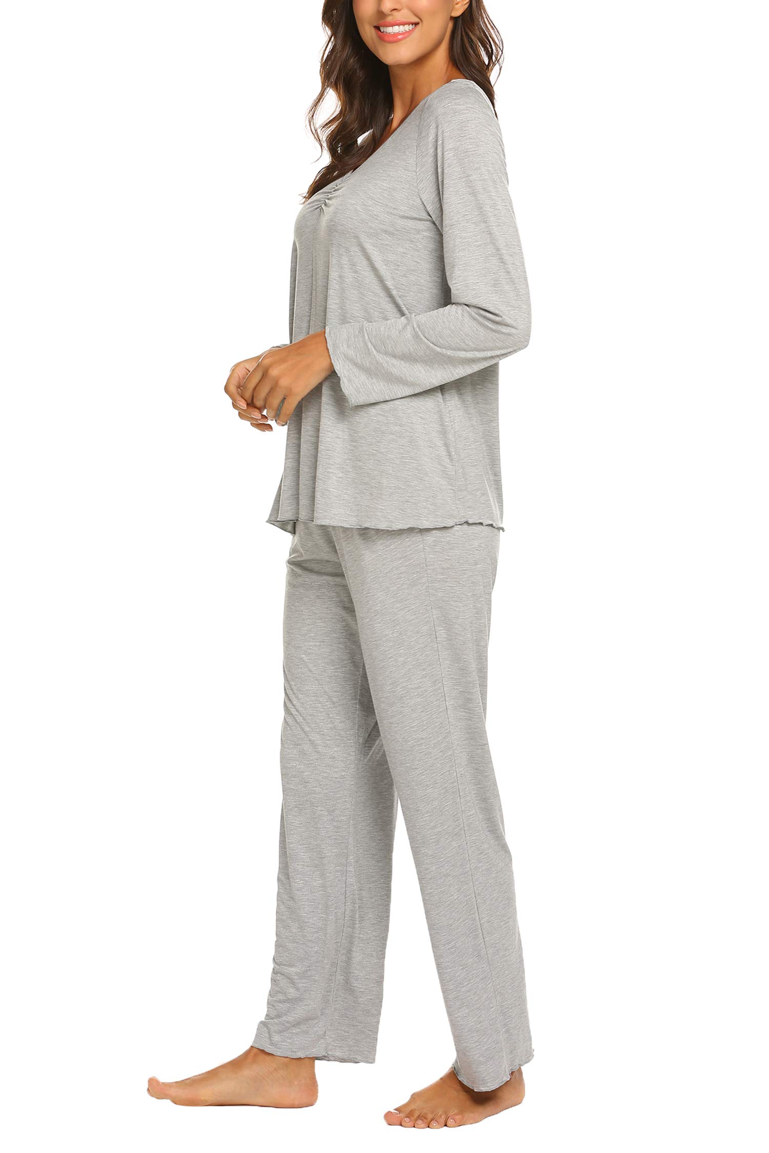 MAXMODA Pigiama Donna Pigiami Due Pezzi Maglietta Manica Lunga e Pantalone Lungo S-XXL