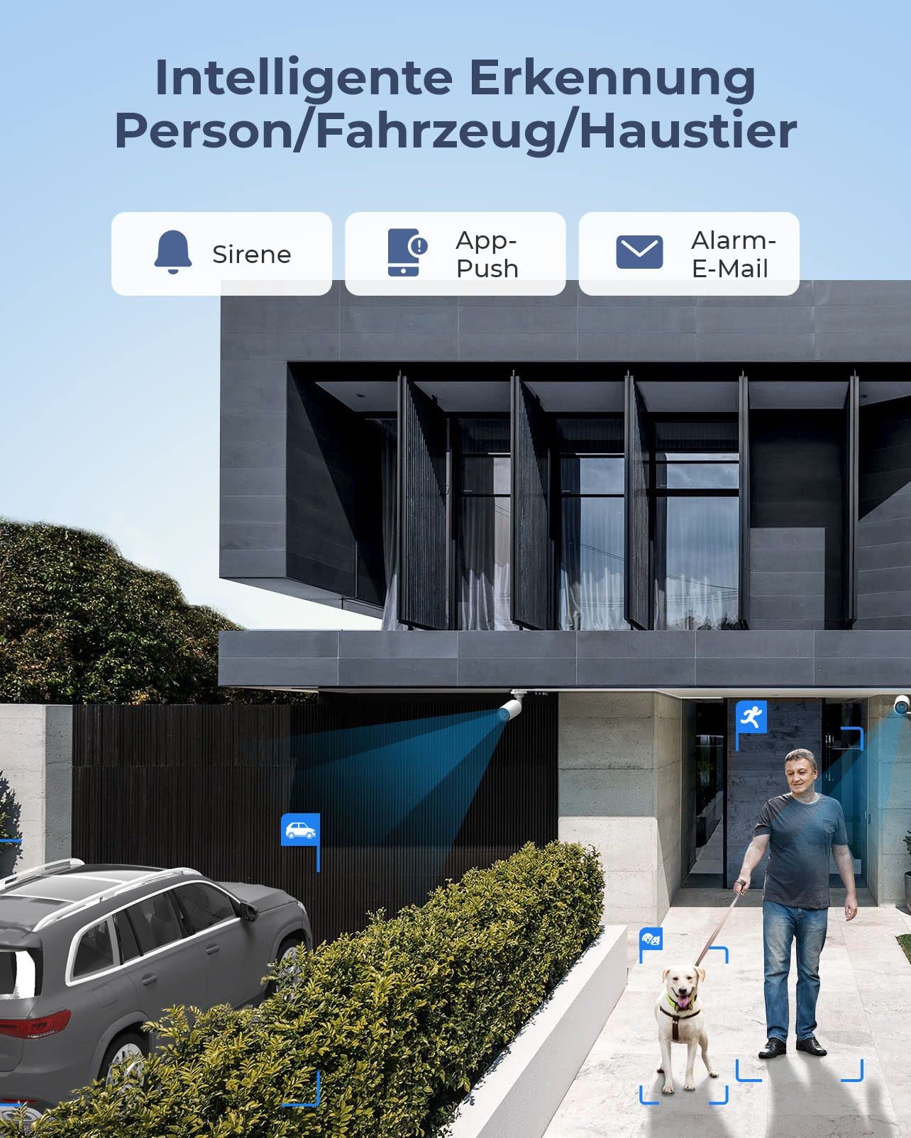 Reolink 12MP Überwachungskamera Aussen Set, 8 X PoE IP Kamera Überwachung Outdoor, Spotlights, Personen-/Fahrzeugerkennung, 2-Wege-Audio, 24/7 Farb-/IR-Nachtsicht, 16CH 4TB HDD NVR, RLK16-1200B8-A