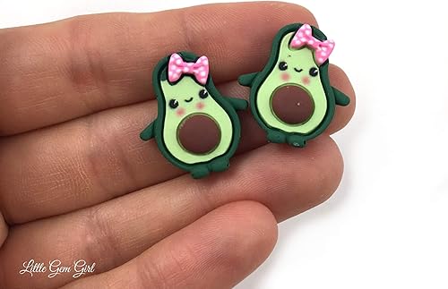 Miniatura 3 de Lindos aretes de tuerca con cara de aguacate en titanio o acero inoxidable