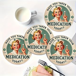 5 Pcs Medicine Coaster,Non-Slip Coaster Pads for Bar, Kitchen, Dining Room, Unique Housewarming Gifts for Home Decor（AB-141）