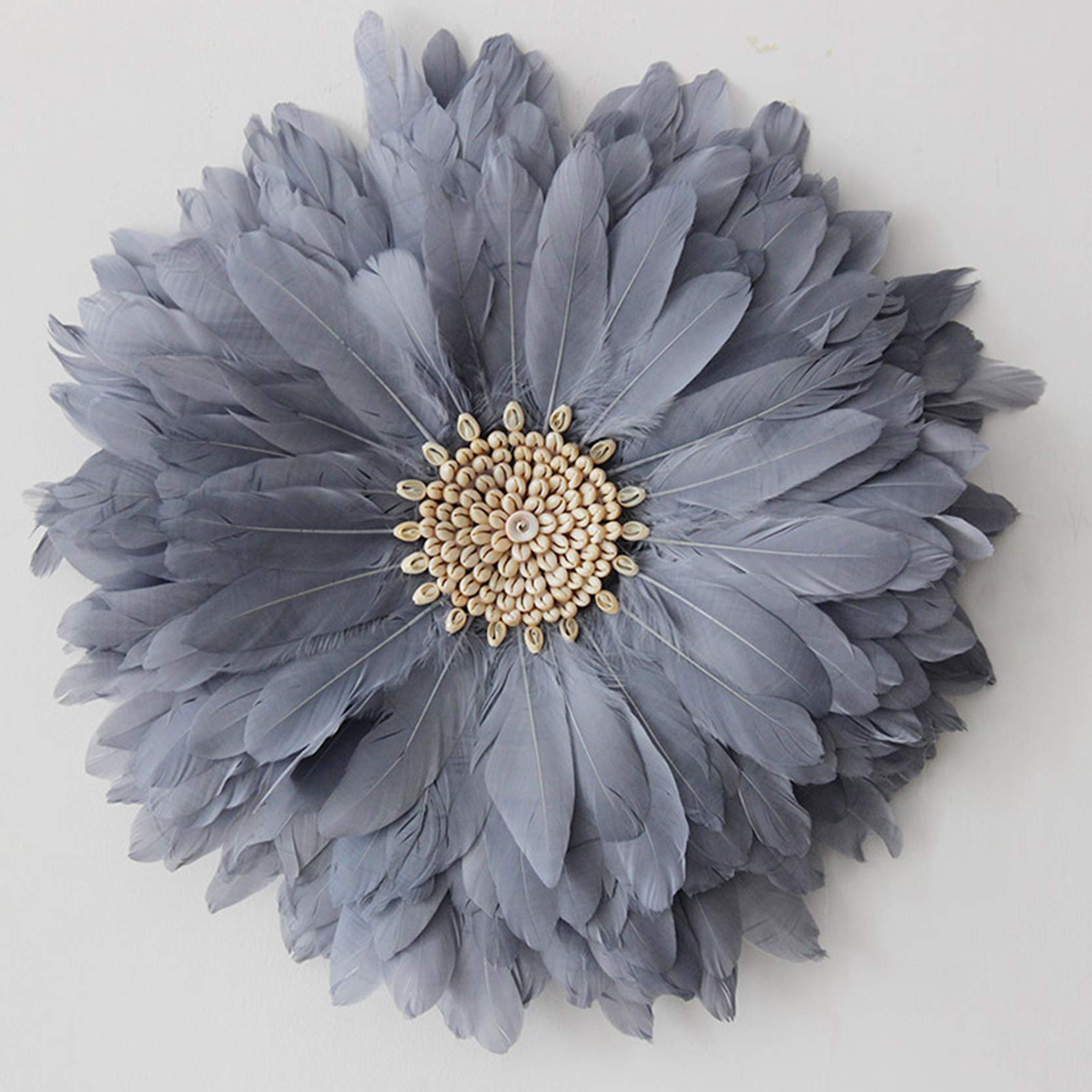 ZNKZJ Pluma para Colgar en la Pared Decoración de Pared de macramé, Colgante Hecho a Mano Decorativo Plumas de macramé Decoración del hogar Bohemia para el Fondo del sofá,Grey_50cm