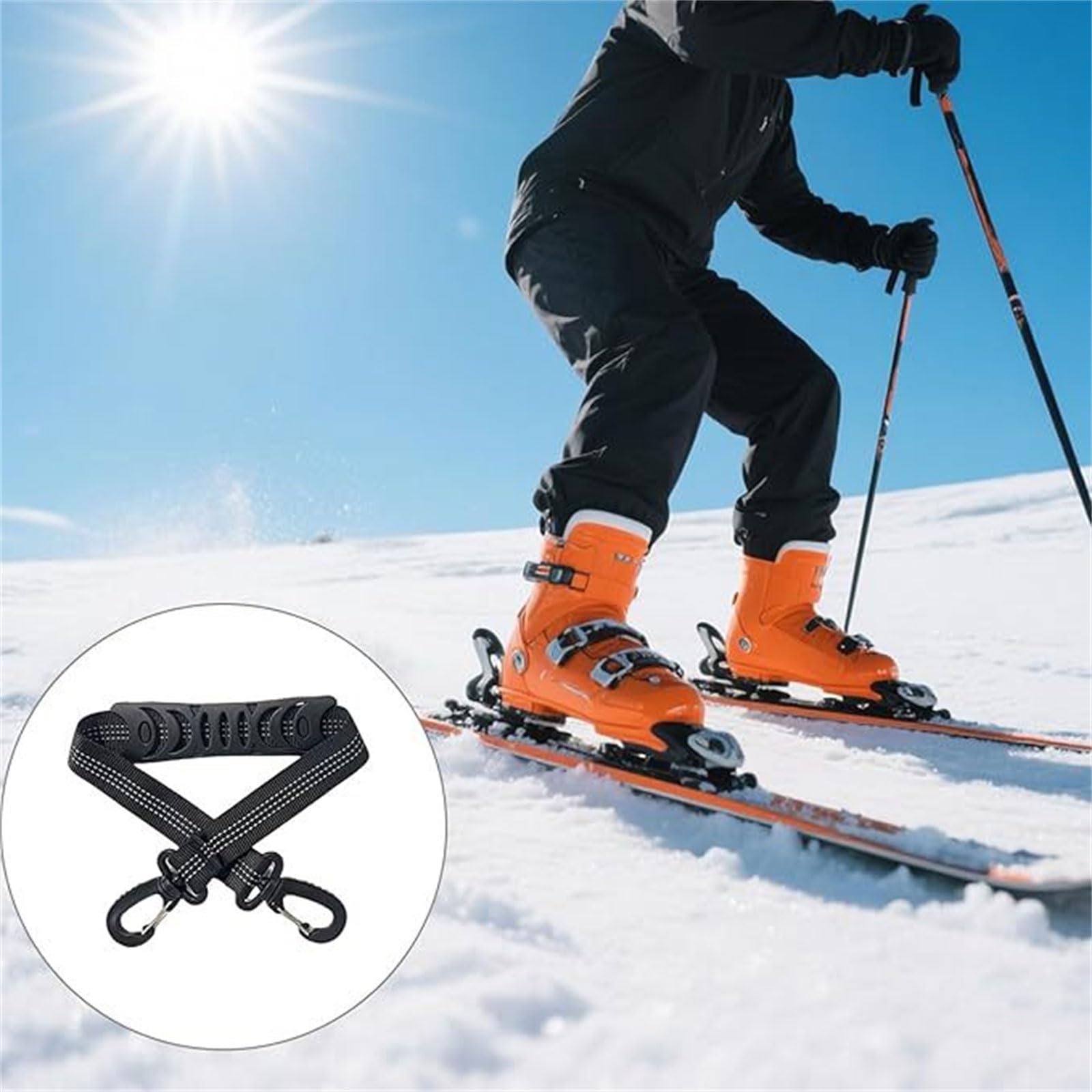 Lot de 2 sangles de rangement pour équipement de ski avec épaules rembourrées antidérapantes pour patin à glace, snowboard, bottes de ski