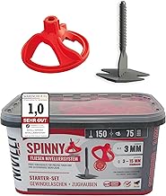 SPINNY PRO - STARTER-SET 3mm - 150 Laschen + 75 Zughauben! Profi Nivelliersystem, Fliesen & Naturstein Verlegehilfe, Zughauben + Gewindelaschen. Starter-Set 3mm, Materialdicke: 3-15mm