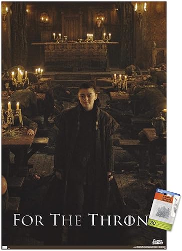 Trends International Juego de Tronos - Póster de pared de Arya Stark, 22.37 x 34.00 pulgadas, paquete de póster premium y alfiler