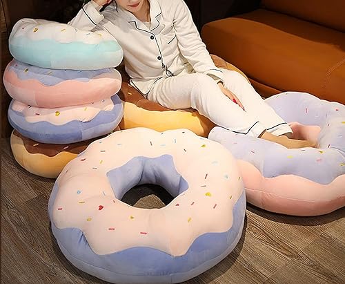 Miniatura 7 de ChezMax Almohada redonda de 16 pulgadas, suave y decorativa con forma de dona, cómoda almohada de felpa divertida y bonita almohada de relleno de