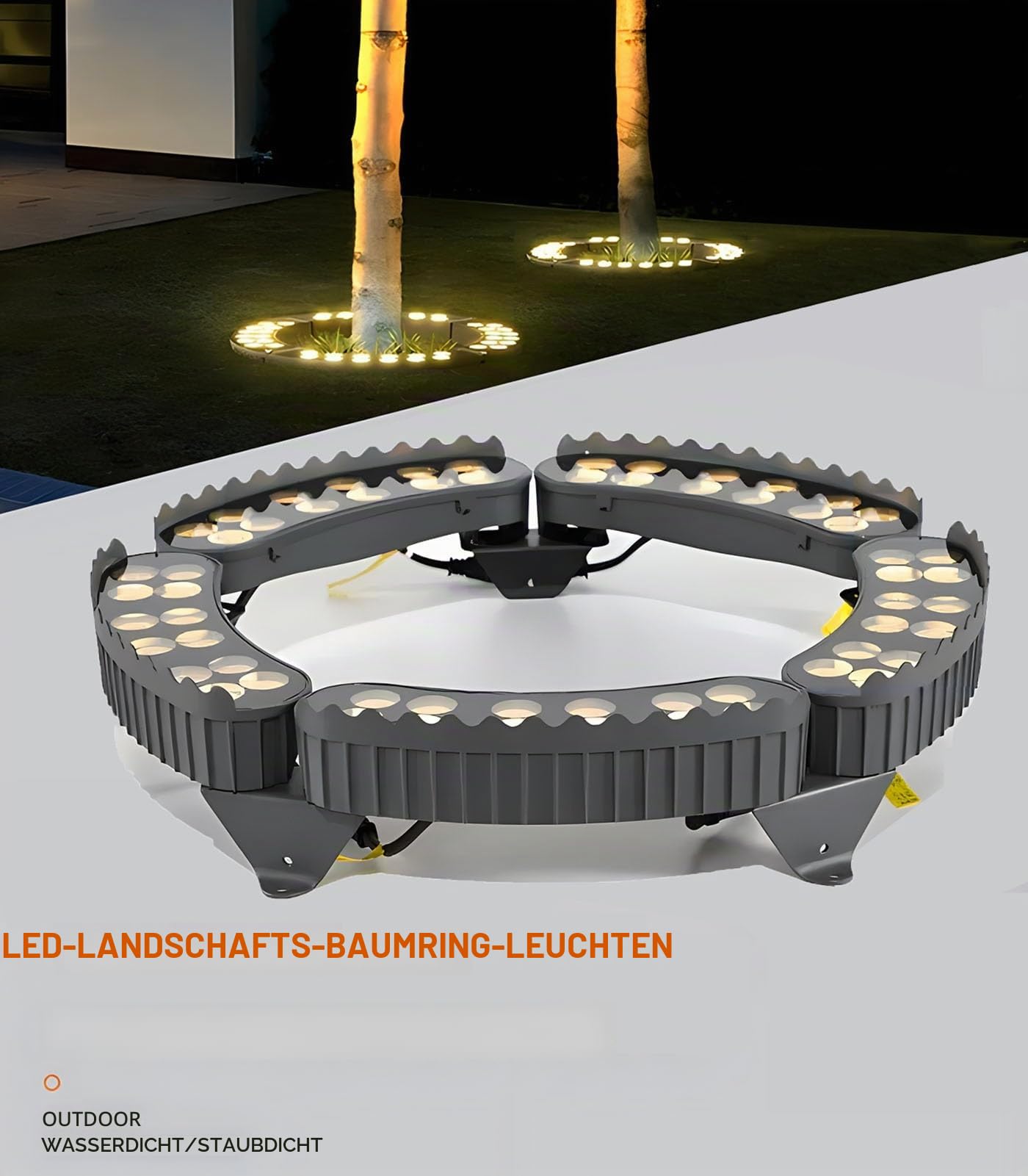 LED-Außenbeleuchtung, runde Lichter, Landschaftsbaum, Niederspannung, Landschaftsprojektor, für Rasen, Laufpark, Warmweiß, 7 Stück