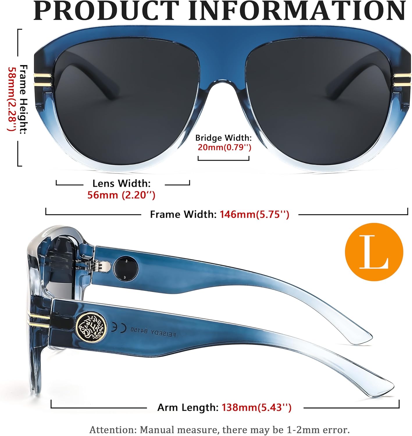 FEISEDY Retro Polarized Aviator Sunglasses for Men Women Trendy 70s Vintage Plastic Frame Sun Glasses B4150