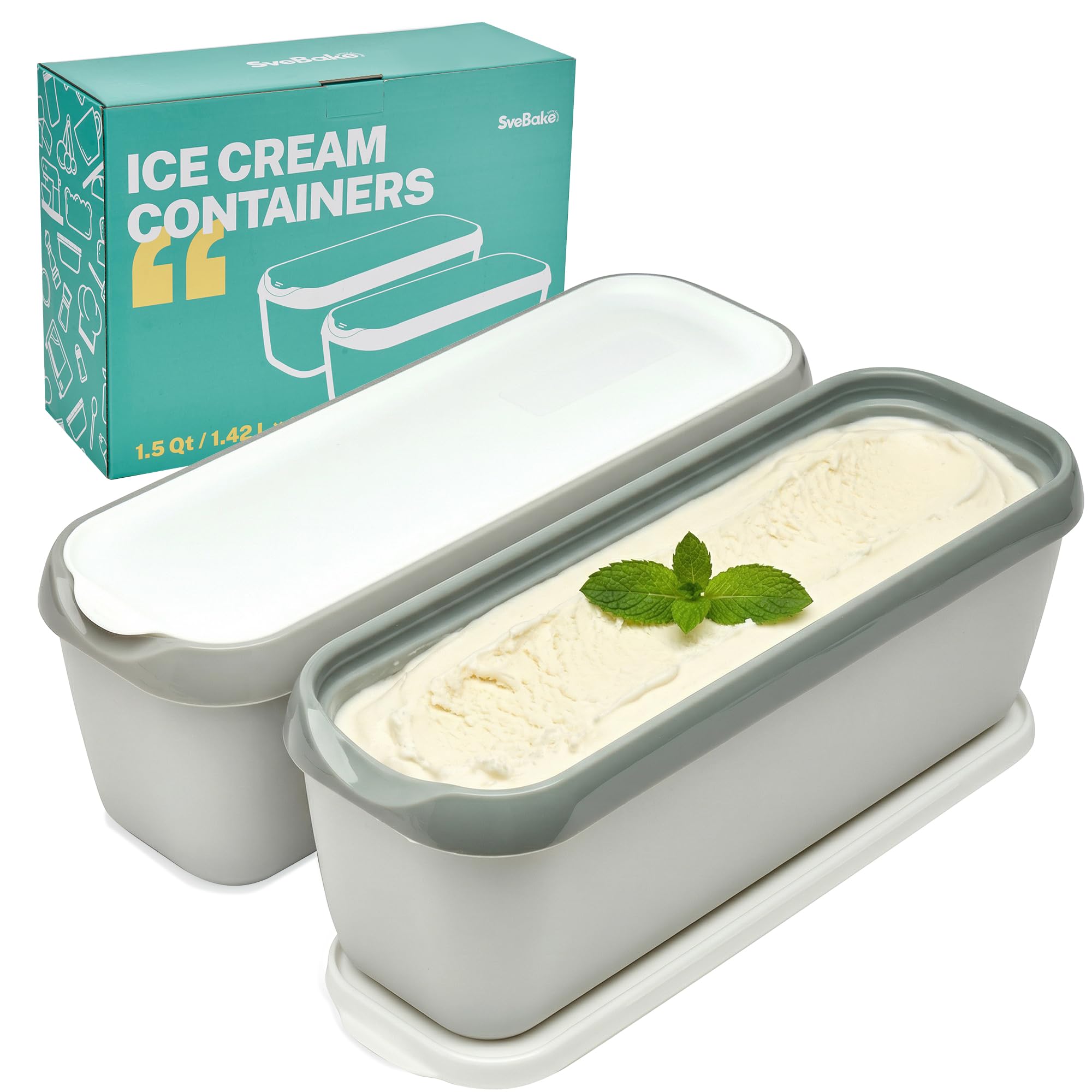 Amazon.com: SveBake Ice Cream Storage Containers with Lids 2 PACK