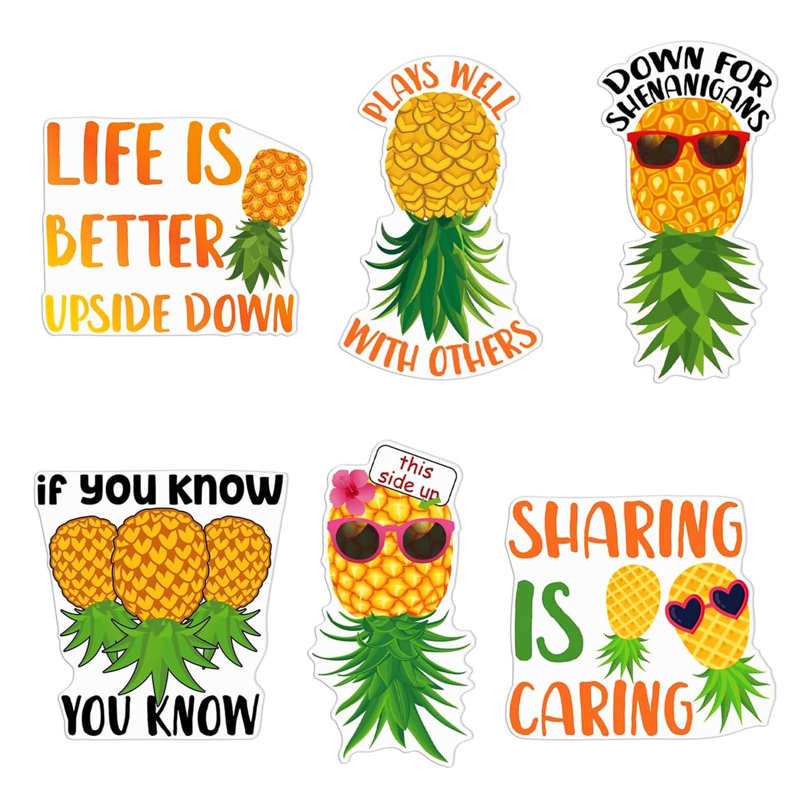 6 Pcs Upside Down Pineapple Cruise Door Magnets Decorations Funny Tropical Summer Party Accessories for Cabin Refrigerator Ship Stateroom Carnival Decor