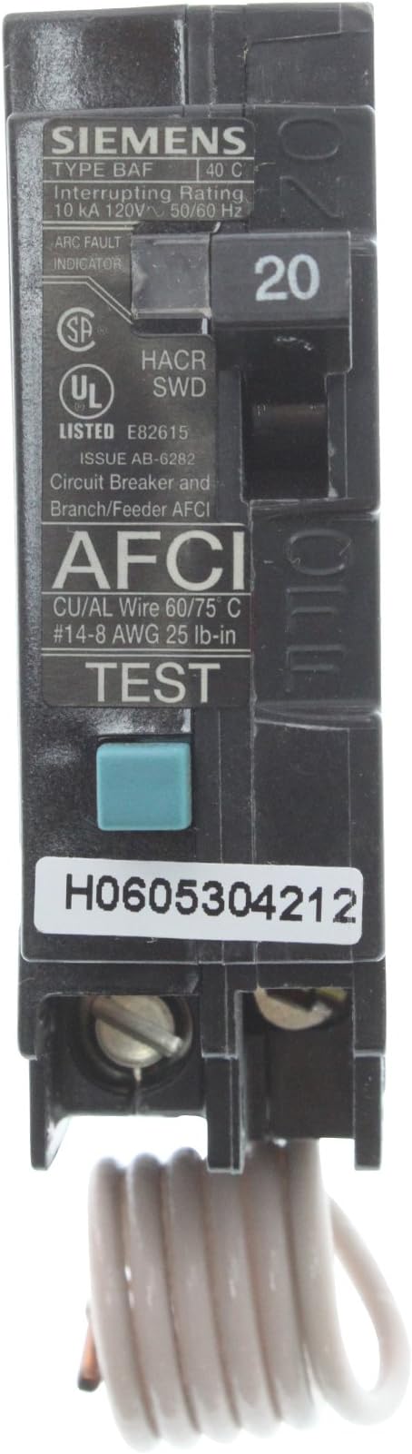 SIEMENSB120AF 20-Amp Single Pole 120-Volt 10KAIC Bolt in Breaker
