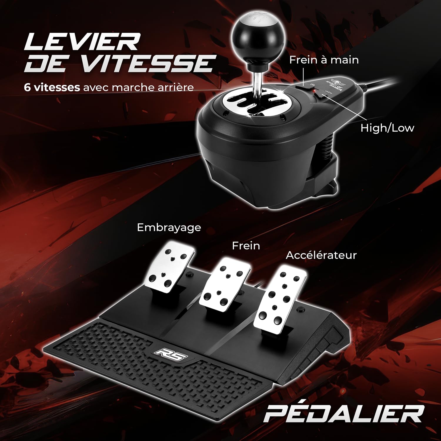 Spirit Of Gamer - RACE Wheel FORCE, Volant PS4 avec Levier de Vitesse et Pédalier, Pour PC, PS4, PS3, XBOX ONE, Volant avec Palette à Retour de Force et Angle de rotation 1080°, Boite de vitesse 6+R