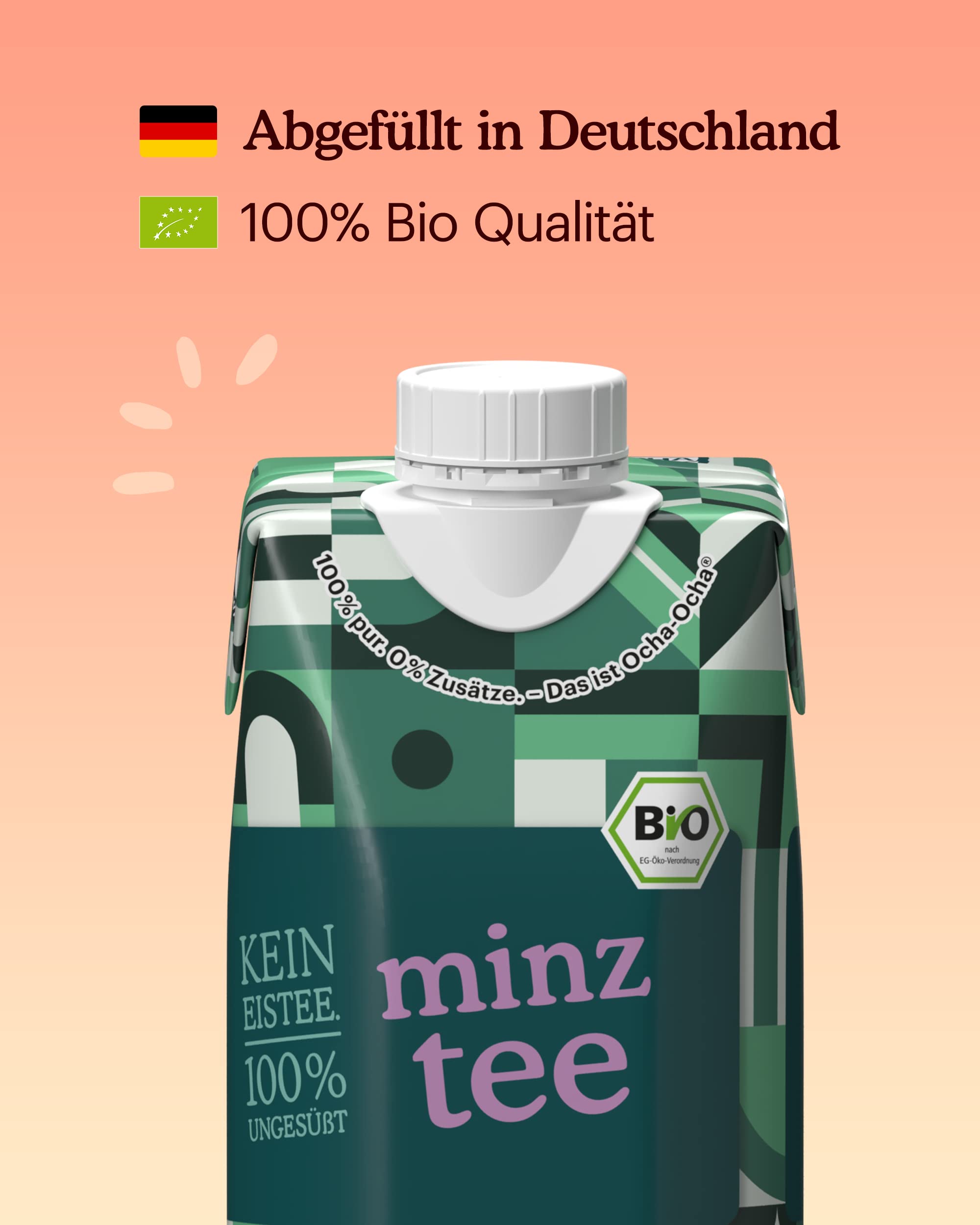 Ocha-Ocha® Tee Getränk - Bio-Minztee trinkfertig & zuckerfrei - 24x500ml - 100% Pfefferminze ohne Zusatzstoffe - ohne Süßstoffe - ungesüßt - kalorienfrei - vegan