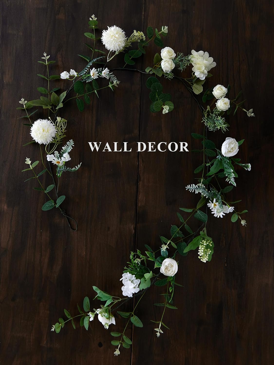 MISSPIN 5.9Ft Eucalyptus Garland with Flowers, Artificial Fake Flower Greenery Spring Garland for Baby Shower Wedding Mantle Table Centerpiece Spring Decor image 4