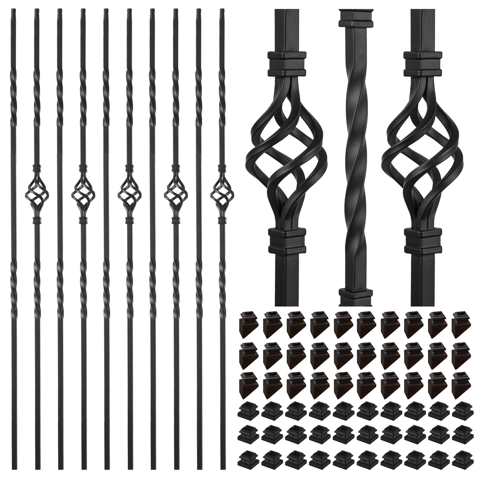 Photo 1 of 1/2" Square Iron Balusters - Single Basket & Double Twist - 30p