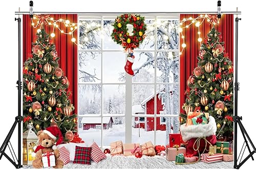 Miniatura 4 de Telón de fondo de Navidad de invierno de 10 x 8 pies, escena de nieve de invierno, decoración de fiesta de Navidad, fondo de fotografía para