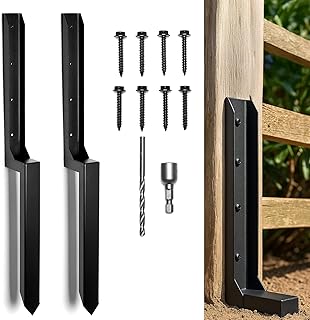 Fence Post Repair Kit 2 Pack Heavy Duty One-Piece Steel Anchor Stakes to Fix 4x4/6x6 Wood Posts Metal No Dig Fence Fixer