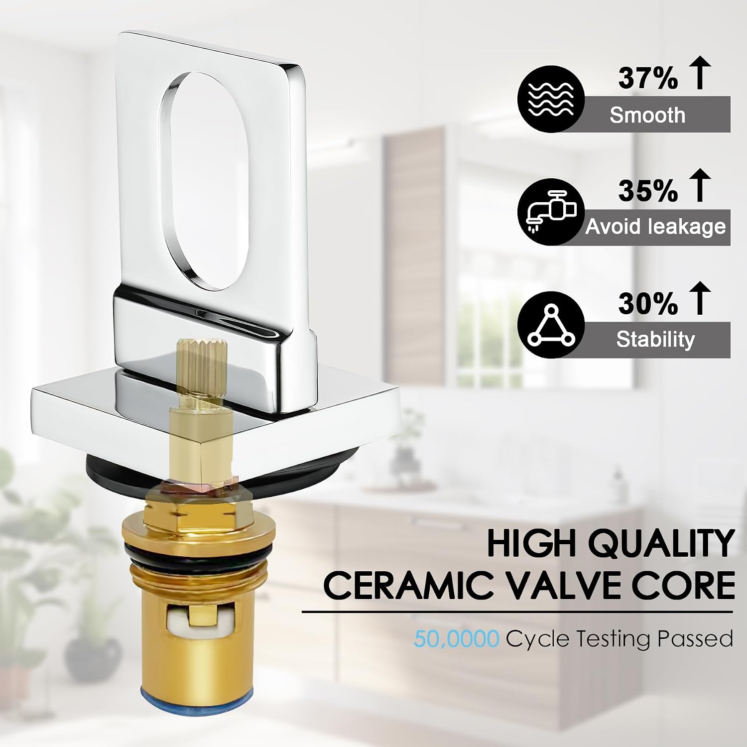 BAKALA Chrome Bathroom Faucet 3 Hole, 8 inch Widespread Bathroom Sink Faucet, 2-Handle Modern Vanity Faucet with Water Supply Lines, Hollowed Design