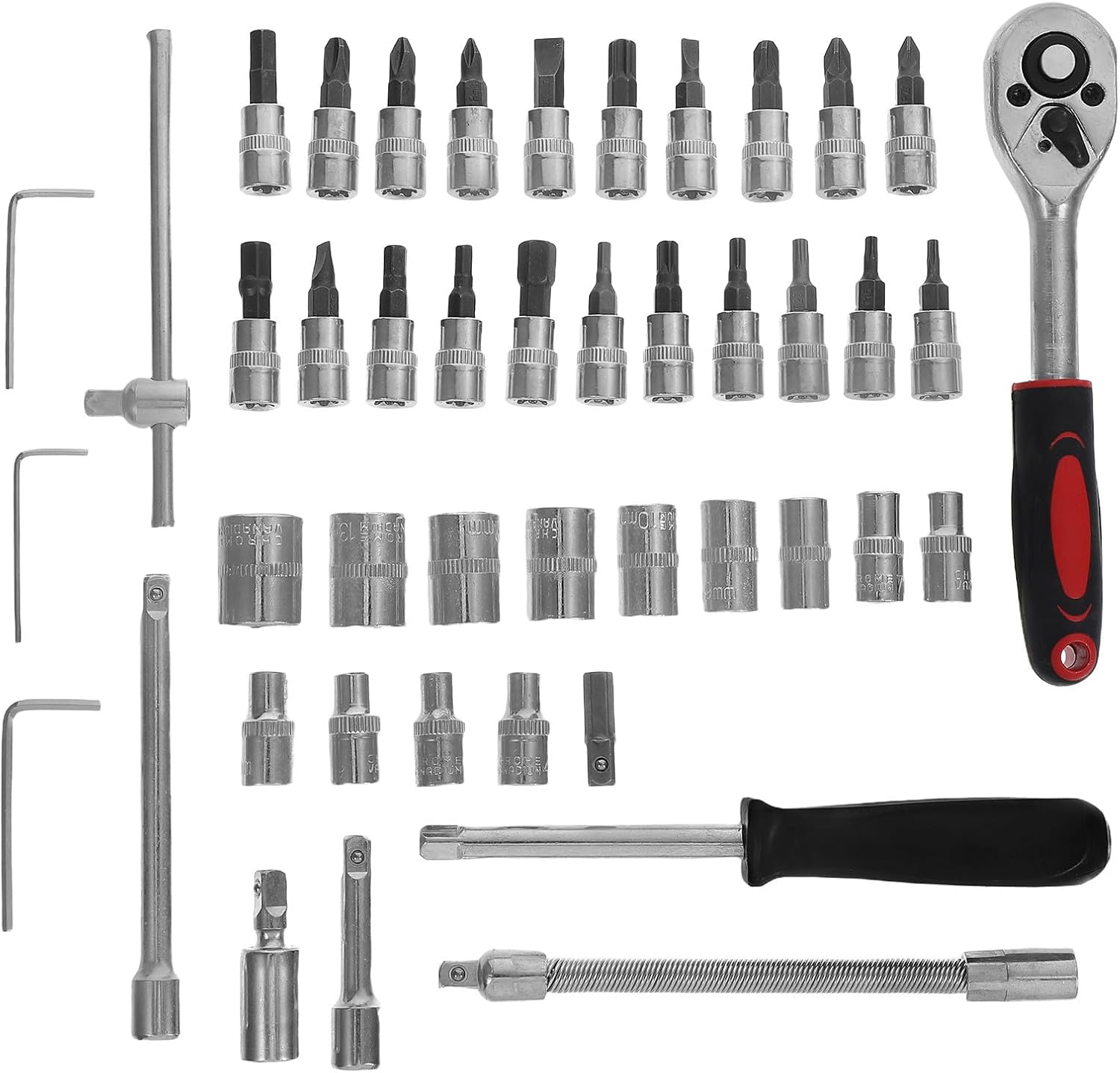 46pcs Mechanic Tool Set Ratchet Wrench Socket Combination Car Repair Wrench Kit with Screwdriver Accessories for Automotive and Household Maintenance