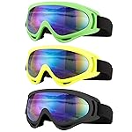 SixYard Ski Goggles, Motorcycle Goggles, 3 Pack Snowboard Snow Goggles for Men Women Adult Youth (Style 3)