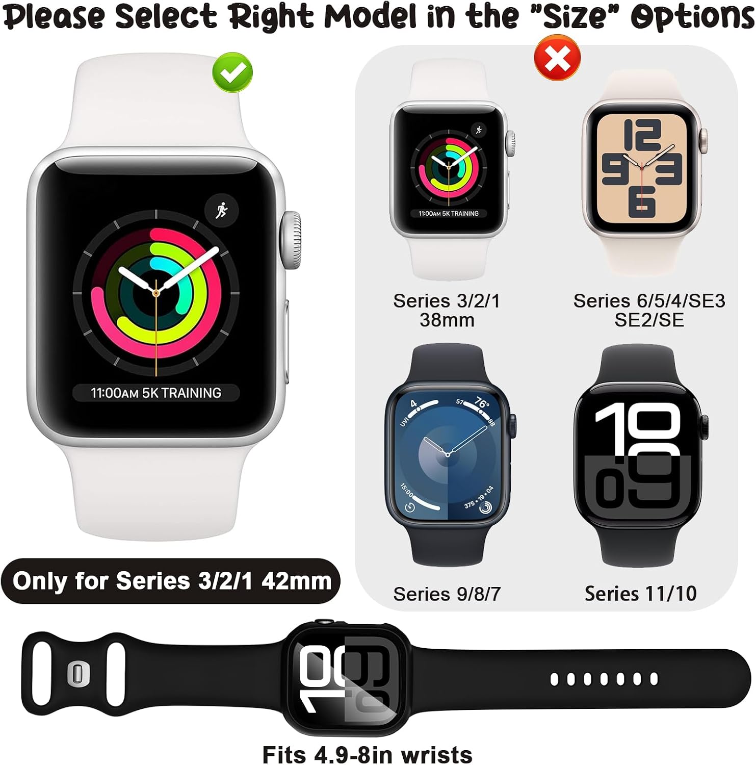 Compatible with Kids Apple Watch Band+Case 38/40/41/42/44/45/46mm Silicone image 2