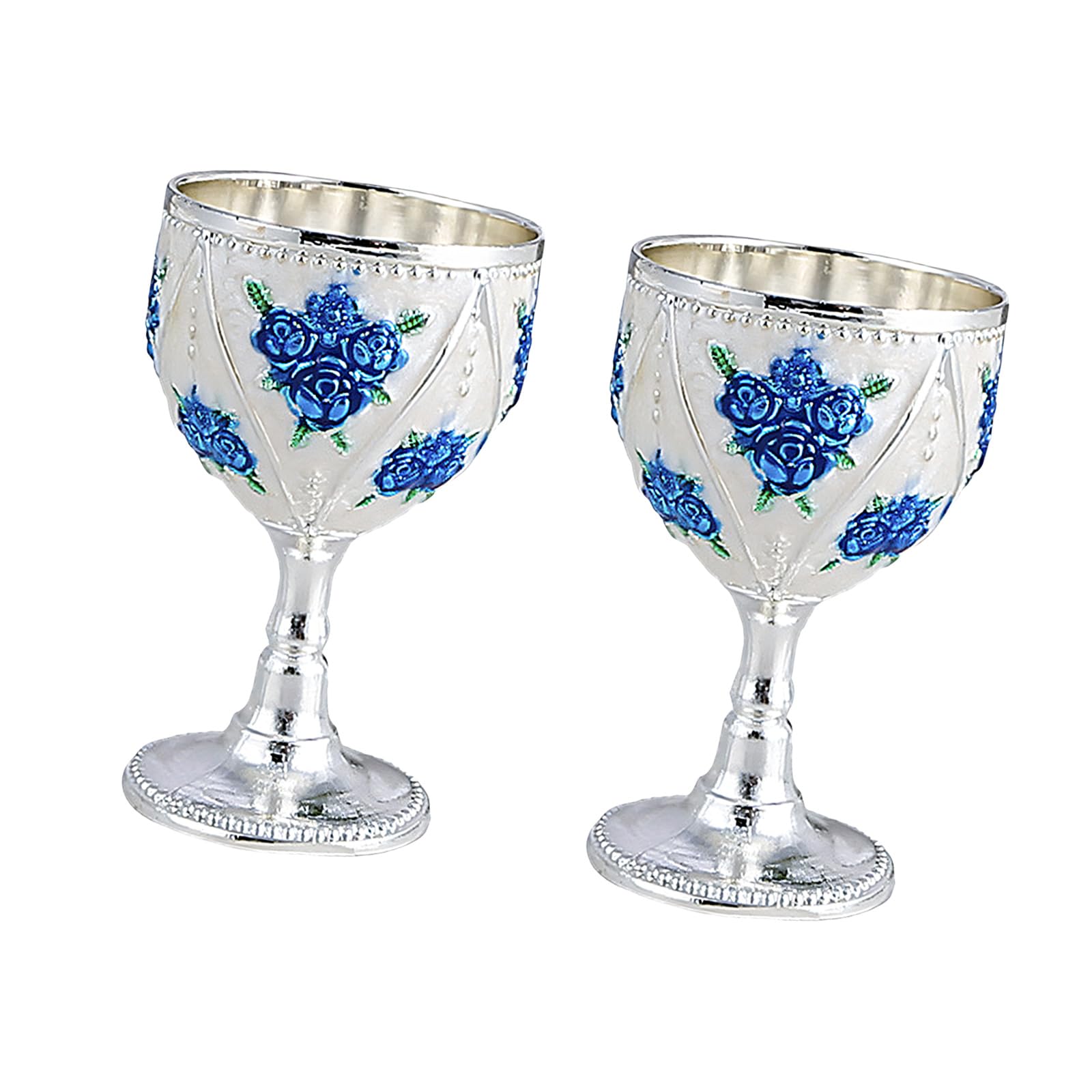 Elnwnnkc A Of 2 Metal 30Ml Miniature Goblets Embossing Wine Cups Shot Glasses For Whiskeys Nd Liquor Tasting Parties Decors Metal Liquor Cups