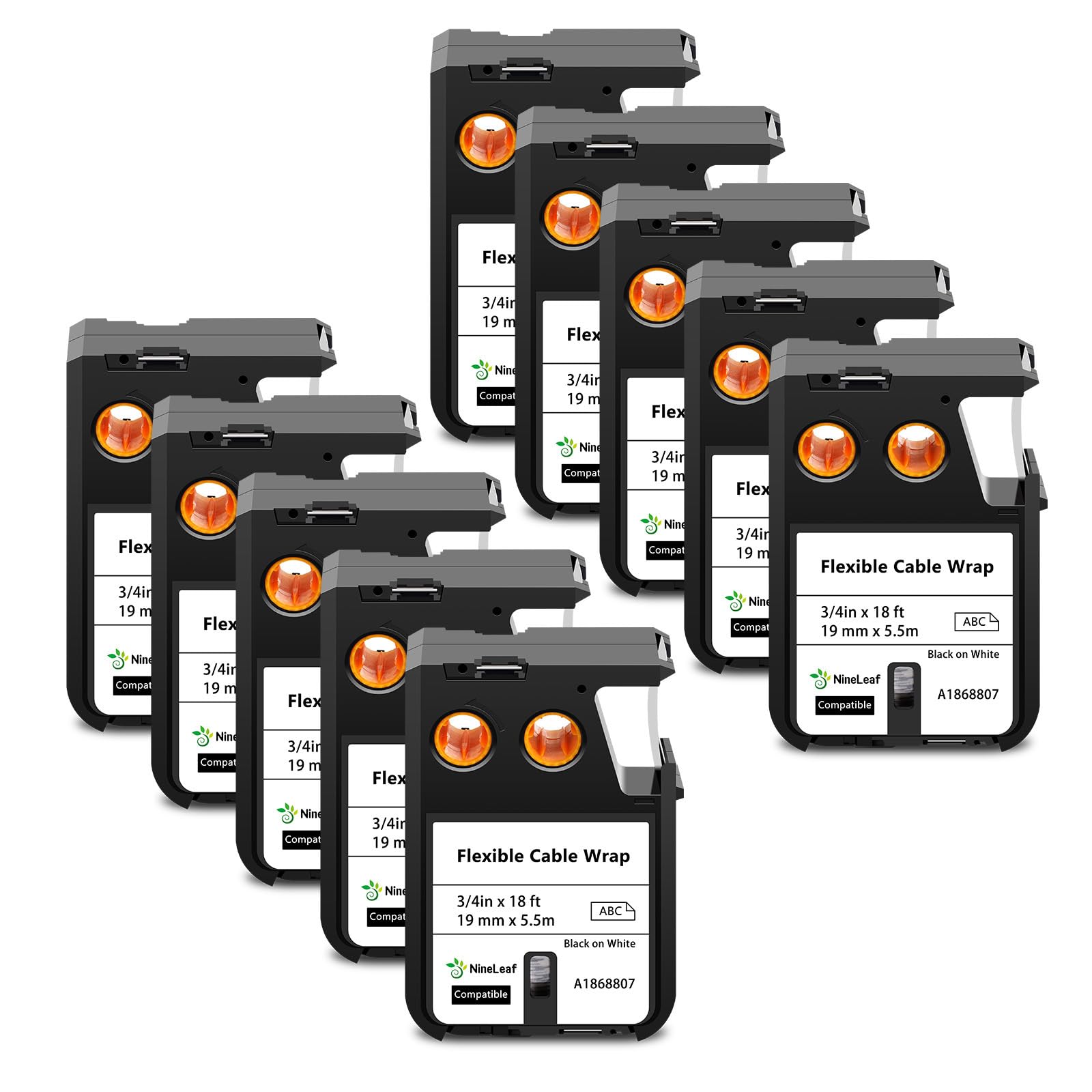 NineLeaf 10x Compatible Dymo 1868807 19mm Multi-usages Ruban D'étiquettes