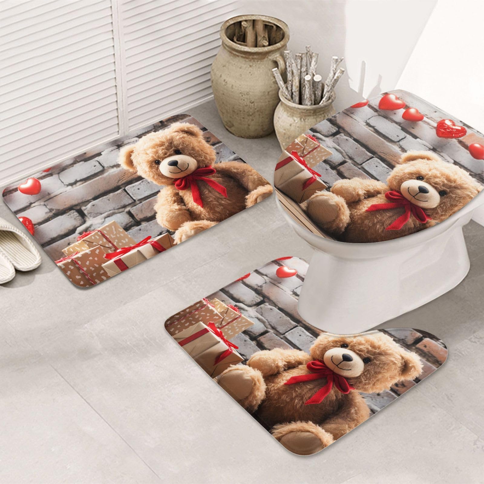 Tapis de bain ours mignon pour la douche des enfants lot de 3