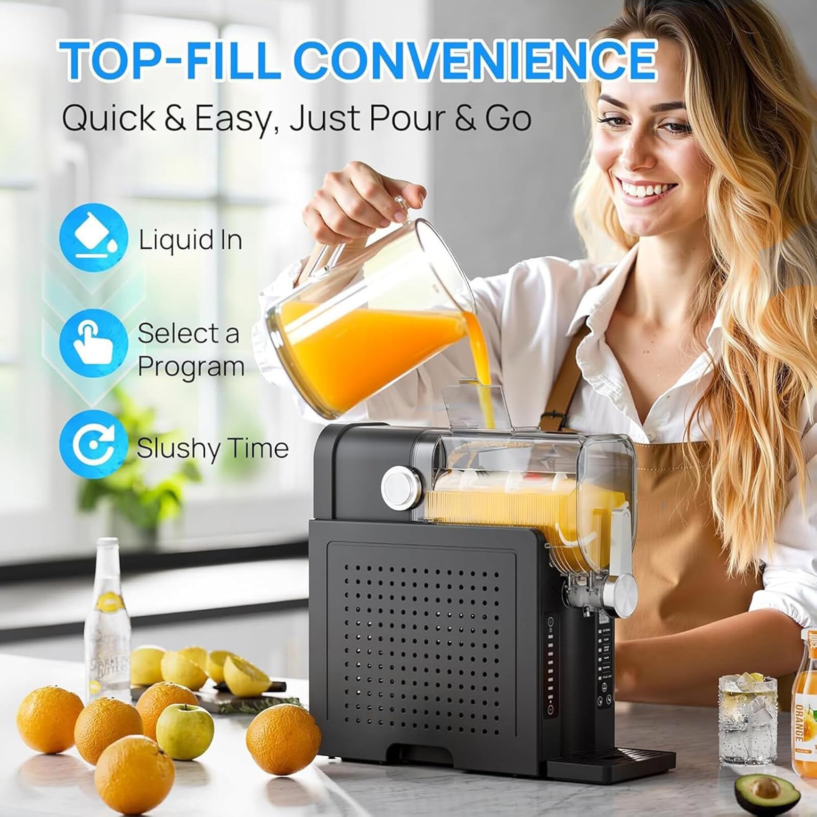 Slushie Maschine für Zuhause, Gefrorene Getränke Maker mit Selbstreinigung, 6 voreingestellte Programme, 1,6 l Kapazität für Cocktails, Frappé, Milchshakes & gefrorenen Saft, kein Eis erforderlich