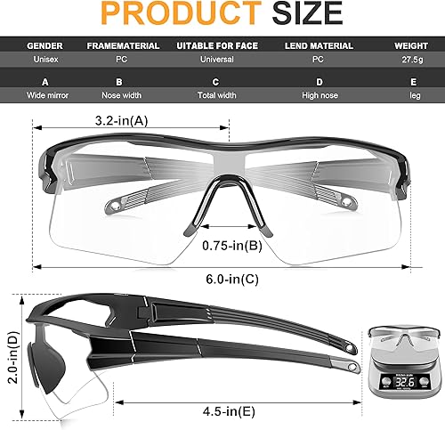 Miniatura 2 de Gafas de seguridad para hombre, antiarañazos, ANSI z87+, protección UV, protección UV, patas antideslizantes de goma