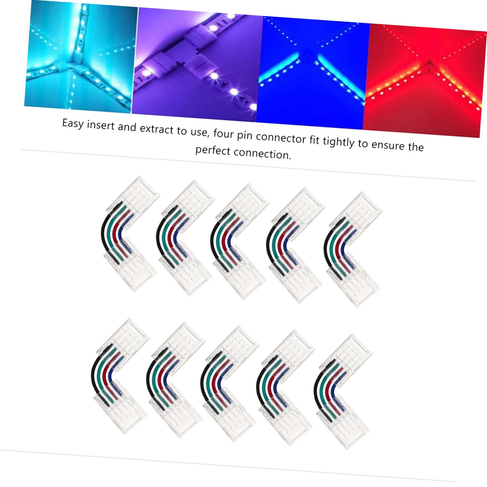 Amosfun 4 Sätze -anschlüsse Für Streifenlichter Lötfrei Leicht Kompakt Für 5050 Smd Rgb- -streifen 10 Stück * 4