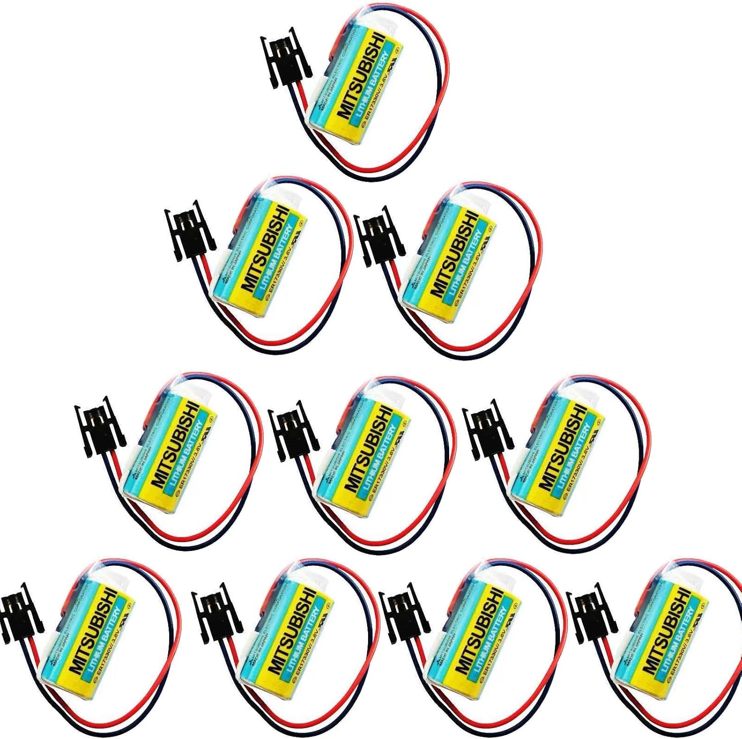 (10Pcs) 1700mAh A6BAT ER17330V PLC Battery Size 2/3A 3.6V Li-ion Battery with Plug