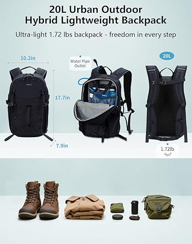 Miniatura 2 de ECOHUB Mochila pequeña de senderismo para hombres y mujeres, mochilas de viaje ligeras de 20 litros, resistentes al agua, para acampar, ciclismo,