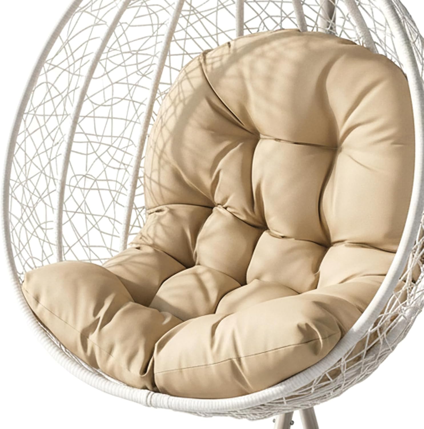 Egg Chair Cushion Replacement, Water-Resistant Hanging Chair Cushion with Thick Padding for Patio, Balcony, Garden Swing Chairs - Khaki Egg, Replacement, Hanging
