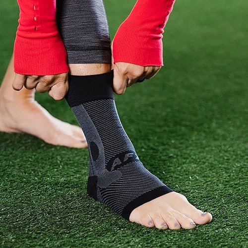 Miniatura 6 de OrthoSleeve Tobillera de compresión AF7 para esguinces de inversión, tobillos débiles, inestabilidad y tendinitis de Aquiles (mediano, bronceado,