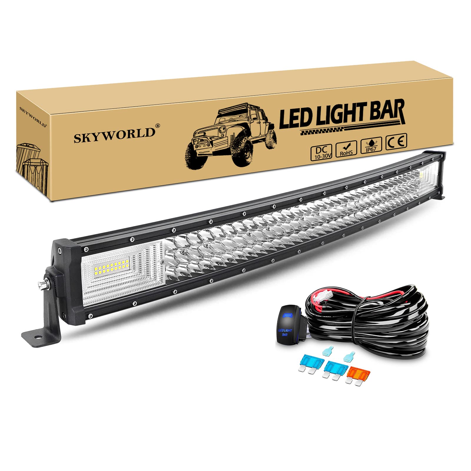 SKYWORLD LED Work Light Bar, 82cm 405W Slim Curved Offroad LED Lamp Bar