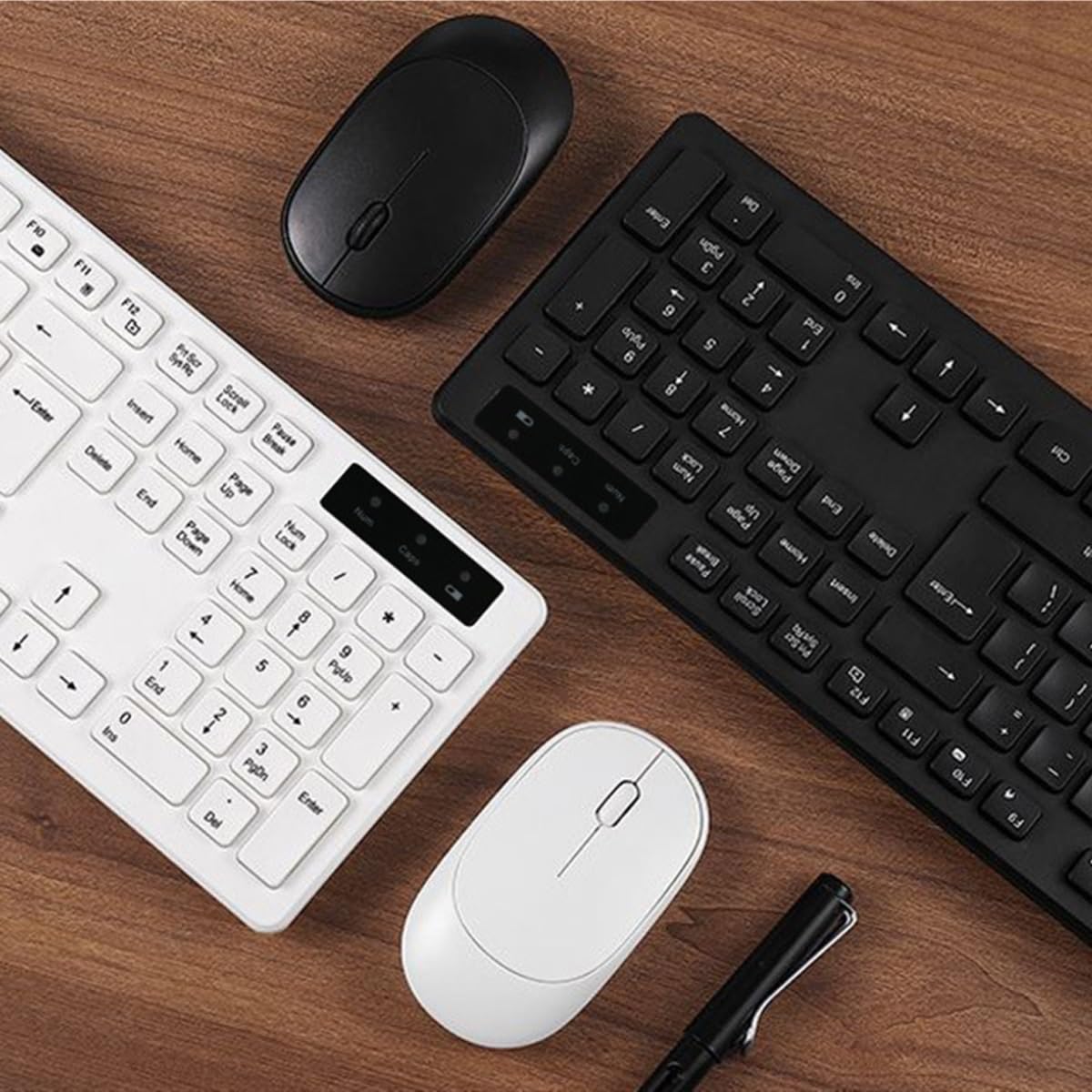 Kompaktowa Bezprzewodowa Klawiatura Z Myszą I Myszką Bezprzewodową Do Laptopa, Notebooka Dla Komputerowego(White)
