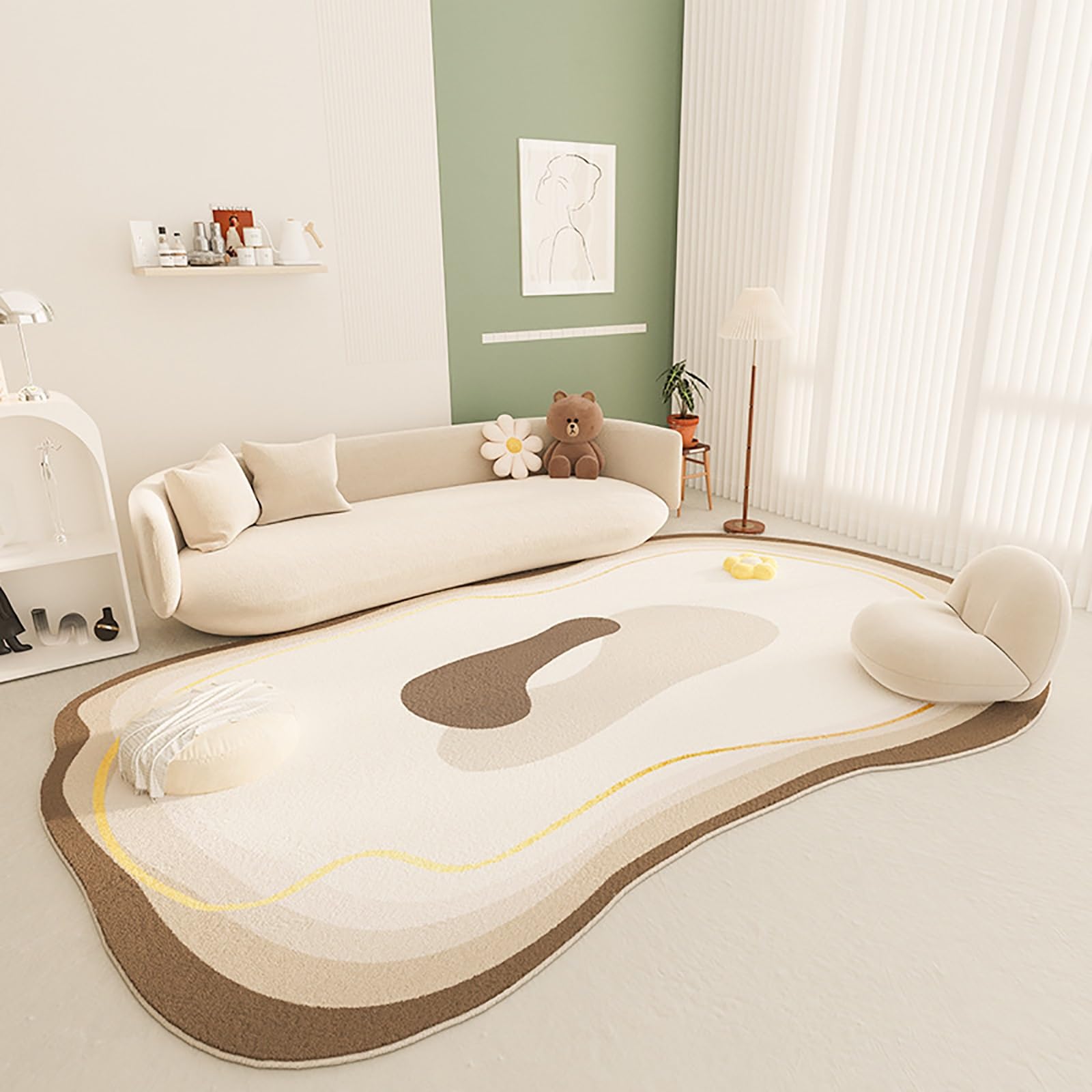 Tapis d'intérieur lavable abstrait pour une salle de jeux chaleureuse
