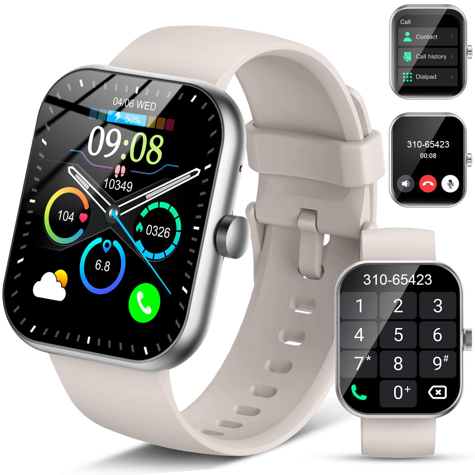 Motast Smartwatch Uomo Donna, 1.96" Orologio Fitness Tracker con Effettua/Risposta Chiamate, 115+ Sportive Smart Watch, Contapassi/SpO2/Sonno/Cardiofrequenzimetro, Impermeabile IP68 per Android iOS